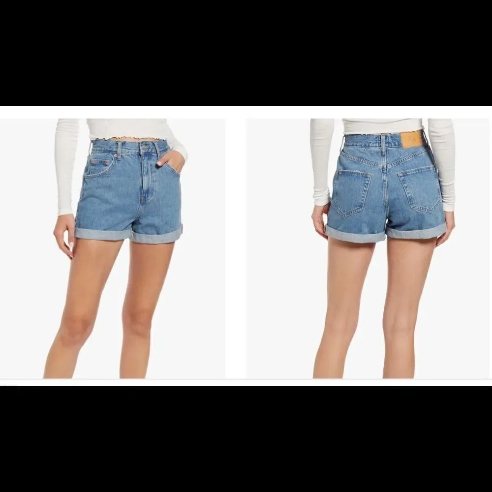Urban Outfitters BDG Mom High Rise high waisted denim shirt zip fly roll hem 27
